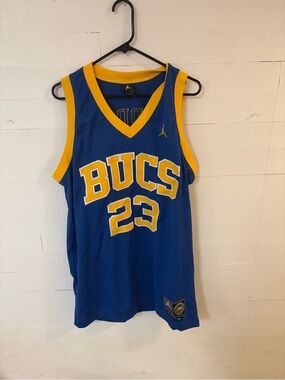 Jordan BUCS #23 Blue Gold Mesh Basketball Jersey Size Large